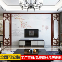  Dongyang wood carving solid wood flower grid partition living room Chinese antique decoration carved TV background wall hollow wood flower grid