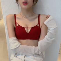 The year of life incognito underwear womens small chest gathered without rims Wedding red bra thin sexy bra set