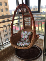 Real rattan hanging chair Cradle chair Swing balcony Leisure single indoor hanging basket Birds nest bed Lazy household adult rattan chair