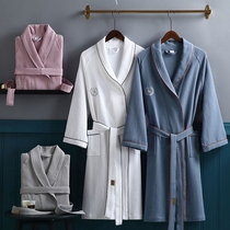 Japanese cotton bathrobe mens and womens Four Seasons General hotel water absorbent quick-drying long pajamas thin couple bathrobe bathrobe