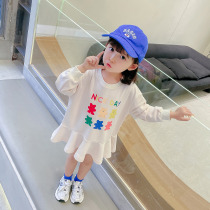  Girls  dresses spring and autumn 2021 new trendy childrens Western style little virgin baby skirt mid-length sweater skirt