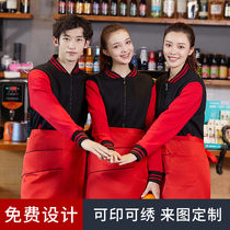 Catering waiters overalls long-sleeved clothes custom hotel restaurant hot pot restaurant milk tea autumn and winter clothes plus velvet women