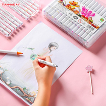Tianhao childrens original alcohol-oily double-headed breathable hole marker pen set 12 colors 24 colors 36 colors 48 colors gift box hand-painted design childrens fine rod marker pen