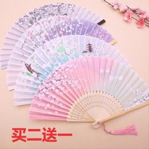 Children Princess Dancing Antiquity Fold Ancient Dress Classical Folding Fan Hanfu Fan Female Ancient Wind accessories Handheld with Chinese Wind