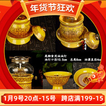 Buddhist supplies household Lotus oil lamp ornaments Buddha lamp Buddha Hall light long light vegetable oil lamp blessing