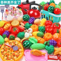 Kids play house toy girl kitchen cut vegetable cut fruit toy set boy pizza cake cut