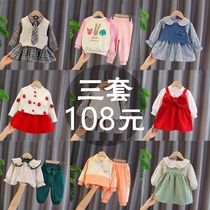 Girl autumn suit 2021 new childrens net red gas dress set female baby spring and autumn two pieces Korean version