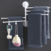 Multi-family towel rack non-perforated hanger toilet bathroom shelf folding rotating towel bar multi-layer shelf
