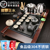 Zisha tea set tea tray household anti-scalding automatic One bottom glass kettle living room solid wood tea table