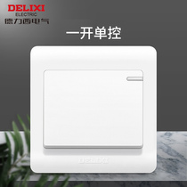 Delixi wall switch panel one-on single-control switch single-link single-open one-digit 1-on power light 86 type