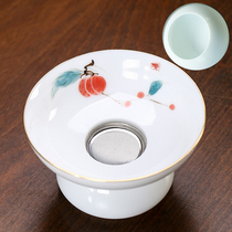 Household hand-painted tea leak tea filter ceramic bottom tray tea water separator ceramic filter dry bubble table non-porous filter