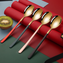 Spoon stainless steel long handle public children eat watermelon special luxury creative soup ice cream Net Red