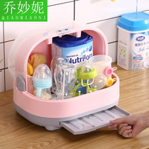 Baby bottle storage box box portable drain drying rack baby tableware with cover dust storage whole