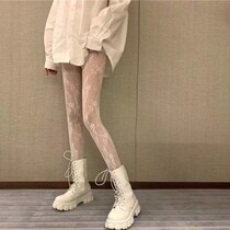 Flower Vine lace mesh stockings Japanese sexy mesh bottoming one socks white black JK anti-hook silk stockings women