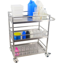 Three-layer stainless steel cart 304 laboratory school equipment turnover load-bearing thick mute custom 201