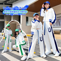 Pro-daughter dress female dress foreign air spring autumn clothes Snow Neal suit casual open fork wide leg pants early spring cardiovertresses Two sets