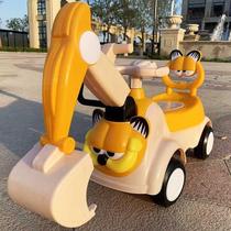 Twisted car female treasure 2021 new childrens digging machine tide children toys can sit on four wheels with music slip car
