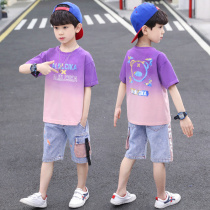 Childrens clothes boy summer clothing suit 2022 new foreign air CUHK child Han version Summer handsome Summer handsome short sleeves Chaocool