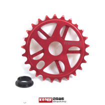 Canadian BMX brand MacNeil Lambo V2 25T red tooth plate with 19mm conversion gasket