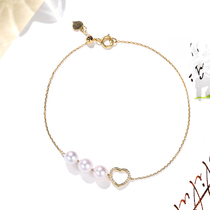 Mu Huang jewelry store strong light round 18K gold natural seawater pearl akoya day girl bracelet 5 5-6mm