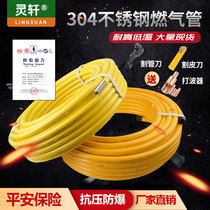 304 stainless steel gas pipe Natural gas pipeline Gas liquefied gas explosion-proof metal bellows hose 3 points 4 points