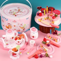 Girls June 1 birthday gift simulation cake Childrens Wood Chile house kitchen set Girl Toy