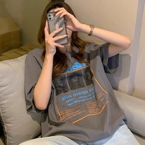 American retro high street Japanese short sleeve T-shirt female loose Korean version ins Street wind hiphop fried street half sleeve shirt