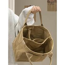 Japanese bags 2023 new multi-layer casual canvas bag hand carry simple ins style lunch box lunch bag handbag