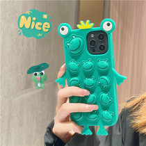 Fun three-dimensional decompression frog for Apple 12promax phone case female iPhone13 soft silicone anti-fall 11