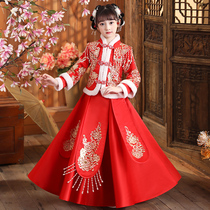 Hanfu winter dress girl thickened Chinese style costume girl festive New Year Tang dress New Year dress New Year dress children New Year winter