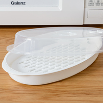 Large steamed fish plate Microwave oven special plate with lid Round steamer steamer plastic steamer Microwave oven supplies