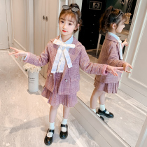 Girls suit suit Spring and Autumn girls Western style fashion 2021 girls big children autumn three-piece suit autumn college style JK