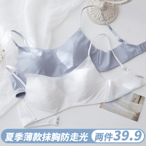 Incognito bandeau underwear girl student no rim anti-walking light gathered bra set summer small chest bra thin section