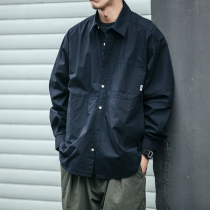 Japanese tide functional CityBoy plain shirt men Spring and Autumn Tide brand Japanese casual loose thin coat