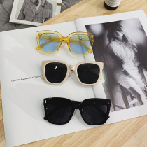 Hong Kong style retro new sunglasses white Net red with jennie sunglasses big frame square couple street shot tide