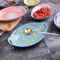 Baked plate ceramic binaural fruit plate baked rice baked fish plate microwave oven fish plate home steamed fish plate