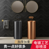 Morson high golden stainless steel column type washbasin ins light and luxurious hotel washbasin integrated floor-style