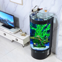  Semicircular fish tank Aquarium Small living room cylindrical ecological glass floor-to-ceiling household large water-free goldfish tank