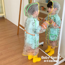 Korea ins children raincoat kindergarten children poncho cartoon bear baby rain gear waterproof full body rain gear