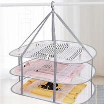 Double-layer household cashmere sweater special drying rack tile net pocket cool drying sweater flat clothes Blue drying rack
