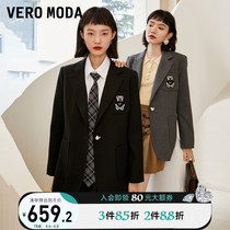 Vero Moda2022 Spring Summer New Retro One Grain Button Little Bear Pattern Suit Jacket Woman