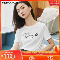 Vero Moda2021 Early Autumn Fashion 100% Cotton Alphabet Print T-Shirt Women) 321301062