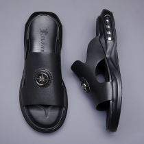 2021 new summer mens cool slippers head layer of cow leather genuine leather with slippers for men and women wearing trendy sandals