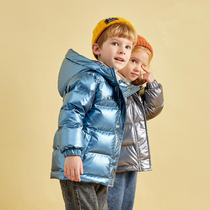Childrens clothing Childrens down jacket girls Korean version of the foreign style boys thickened leave-in bright new baby coat Korean version of the tide