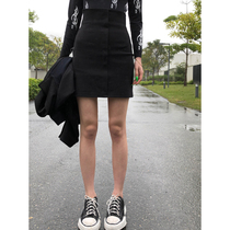 Beautiful Fuzzykon crisp thin short skirt High waist side zipper a-line skirt Female summer black hip skirt