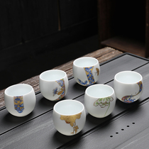 Ceramic Chinese master cup goat Jade white porcelain tea tea arhat single cup tea accessories big tea cup customization