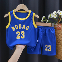 Childrens summer sleeveless suit Boys vest shorts Basketball suit Girls quick-drying sportswear two-piece set 1-9 years old