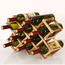 European style retro solid wood red wine rack creative diamond lattice ornaments simple folding home floor display shelf