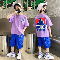 Childrens clothes boy suit summer clothes 2022 new fried street boy clothes short sleeve big boy summer cool and handsome