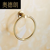 BL-free European simple golden all copper towel ring rack toilet towel bar towel hanging ring hanging